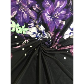 Women'S Plus Size Floral Print V-Neck Mini Dress - Casual Colorblock Design with Short Sleeves, Stretchy Polyester Blend, Perfect for Spring & Summer Outings, Floral Print Dress