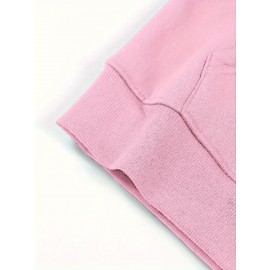 Women's 'I'm Fine, Everything's Fine' Letter and Cat Print Hooded Zipper Jacket- Long Sleeve Casual Sportswear with Pockets, Machine Washable, Bright Pink for Autumn and Winter