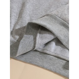 Women's Oversized Grey Bear Face & Joyful Face Full-Body Print Hooded Sweatshirt - Cute Bear Graphic Sweater, Relaxed H-Line Fit, Machine Washable Casual Streetwear for all-Season (Pullover Hoodie)