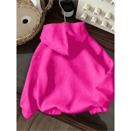 Women's Pink Oversized Hoodie with Pickle Print & Cucumber Dill Pickles Lettering - Cute Casual Sweatshirt, Kangaroo Pocket, Drawstring Hood, All-Season Loose Fit (Machine Washable) - Pickles-Themed Outfit