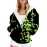 Plus Size Women'S Hooded Sweatshirt with Zipper | Solid Black with Fluorescent Maple Leaf Print, Soft Casual Long Sleeve Drawstring Jacket with Pockets - Women'S Fashion Sports Casual Wear
