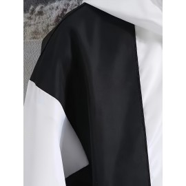 Men'S Color Block Hooded Trench Coat with Red/ Contrast Sleeves & Body - Casual Modern Jacket, Geometric Pattern, Regular Fit, Adjustable Hood & Zipper Closure, Versatile Outerwear for Teens & Young Adults, All-Season Durable Coat