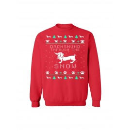Dachshund Through The Snow Sweatshirt, Funny Dog Lover Christmas Sweater, Holiday Gift For Pet Owners, Cute Winter Outfit
