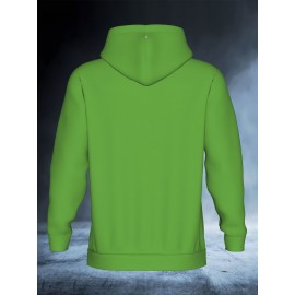 Men'S 3D Print Hooded Sweatshirt with Full-Zip Pocket - Loose Fit Stretch Knit Fabric, All-Season Comfort, Gym, Outdoor & Casual Wear, Plus Size Hoodies for Men, Plus Size Hoodies for Men Plus Size, Hoodies for Women Plus Size, Green Zipped Hoodie
