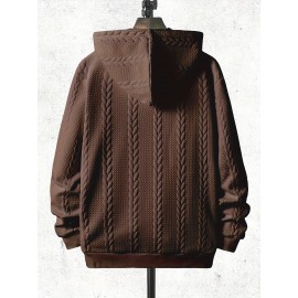 Men's Brown Hooded Jacket - Casual Zip-Up Winter Coat with Pockets, All-Season Polyester Outerwear, Golden-Tone Corduroy-Like Pocket Accent & Hooded Collar, Hand Wash/Dry Clean - Versatile for Smart-Casual & Formal Wear