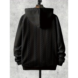 Men's Brown Hooded Jacket - Casual Zip-Up Winter Coat with Pockets, All-Season Polyester Outerwear, Golden-Tone Corduroy-Like Pocket Accent & Hooded Collar, Hand Wash/Dry Clean - Versatile for Smart-Casual & Formal Wear