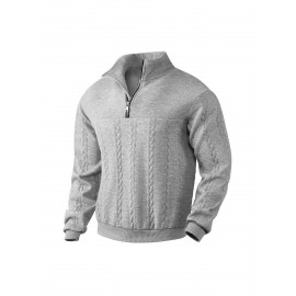 Light and Casual Men's Jacquard Collar Pullover Shirt for Men, Men's Casual Half-zip Loose Style Top