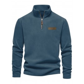 New Half-Zip Men's Top, Stand Collar Half-Zip Long Sleeve Pullover