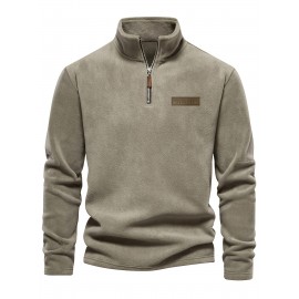 New Half-Zip Men's Top, Stand Collar Half-Zip Long Sleeve Pullover