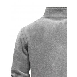 New Half-Zip Men's Top, Stand Collar Half-Zip Long Sleeve Pullover