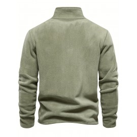 New Half-Zip Men's Top, Stand Collar Half-Zip Long Sleeve Pullover
