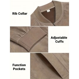 Lightweight Retro-Inspired Men's Casual Jacket - Solid Color, Baseball Collar, Machine Washable Zip-Up