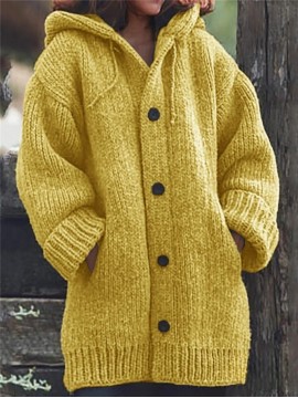 New Long Sweater Cardigan with a Hood for Women'S Autumn And Winter Fashion