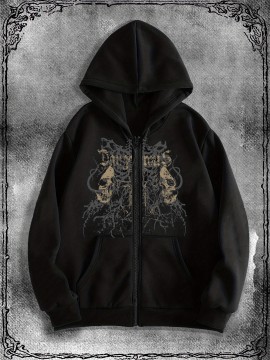 Popular Original Skull Zip-Up Hoodie, a stylish streetwear choice for casual occasions, perfect to pair with trendy outfits