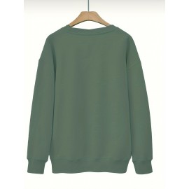 Elegant Women'S Game Day Crew Neck Sweatshirt | 260g, Long Sleeve, Geometric-Pattern, FallWinter Collection, Casual Style, Regular Fit