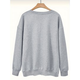 Elegant Women'S Game Day Crew Neck Sweatshirt | 260g, Long Sleeve, Geometric-Pattern, FallWinter Collection, Casual Style, Regular Fit