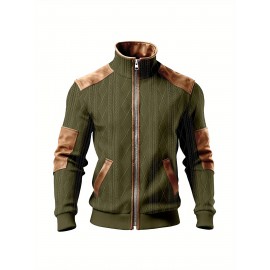 Men'S Jacquard Coat for Fall And Winter, Ideal for Relaxed Outdoor Use, Cardigan Style