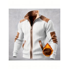 Men'S Jacquard Coat for Fall And Winter, Ideal for Relaxed Outdoor Use, Cardigan Style