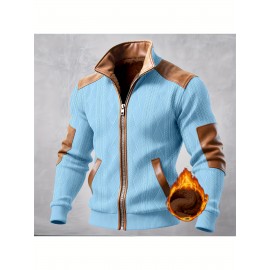 Men'S Jacquard Coat for Fall And Winter, Ideal for Relaxed Outdoor Use, Cardigan Style