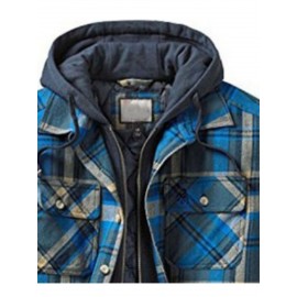 Men'S Heavyweight Thermal Insulated Hooded Jacket - Winter Coat with Full-Zip Closure, Relaxed Fit Plaid Outerwear, Full-Zip Front, & Warm Insulation for Cold Weather, Casual & Formal Outfits (Brown/Red/Tan) - Ideal for Everyday & Formal Events