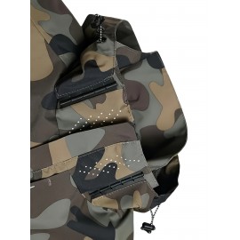 Men's Lightweight Camo Jacket - Casual Outdoor & Sports Hooded Coat, Durable Polyester, Machine Washable, Zip-Up with Pockets for Fishing, Hiking, Fishing Apparel|Casual Outdoor Wear|Half Zip Jacket