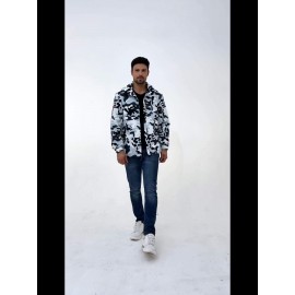 Men's Lightweight Camo Jacket - Casual Outdoor & Sports Hooded Coat, Durable Polyester, Machine Washable, Zip-Up with Pockets for Fishing, Hiking, Fishing Apparel|Casual Outdoor Wear|Half Zip Jacket