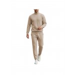 Men Casual Fashion Solid High Neck Knit Long Sleeved Warm Set Stand Collar Tops