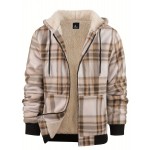 Trendy Hooded Plaid Jacket for Men, Perfect for Autumn And Winter, Made with Fleece And Durable Fabric